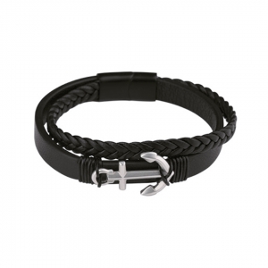 Anchor Leather Bracelet
